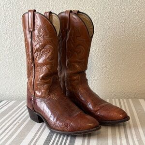 Men’s J.Chisholm brown ostrich leg boots size 10.5